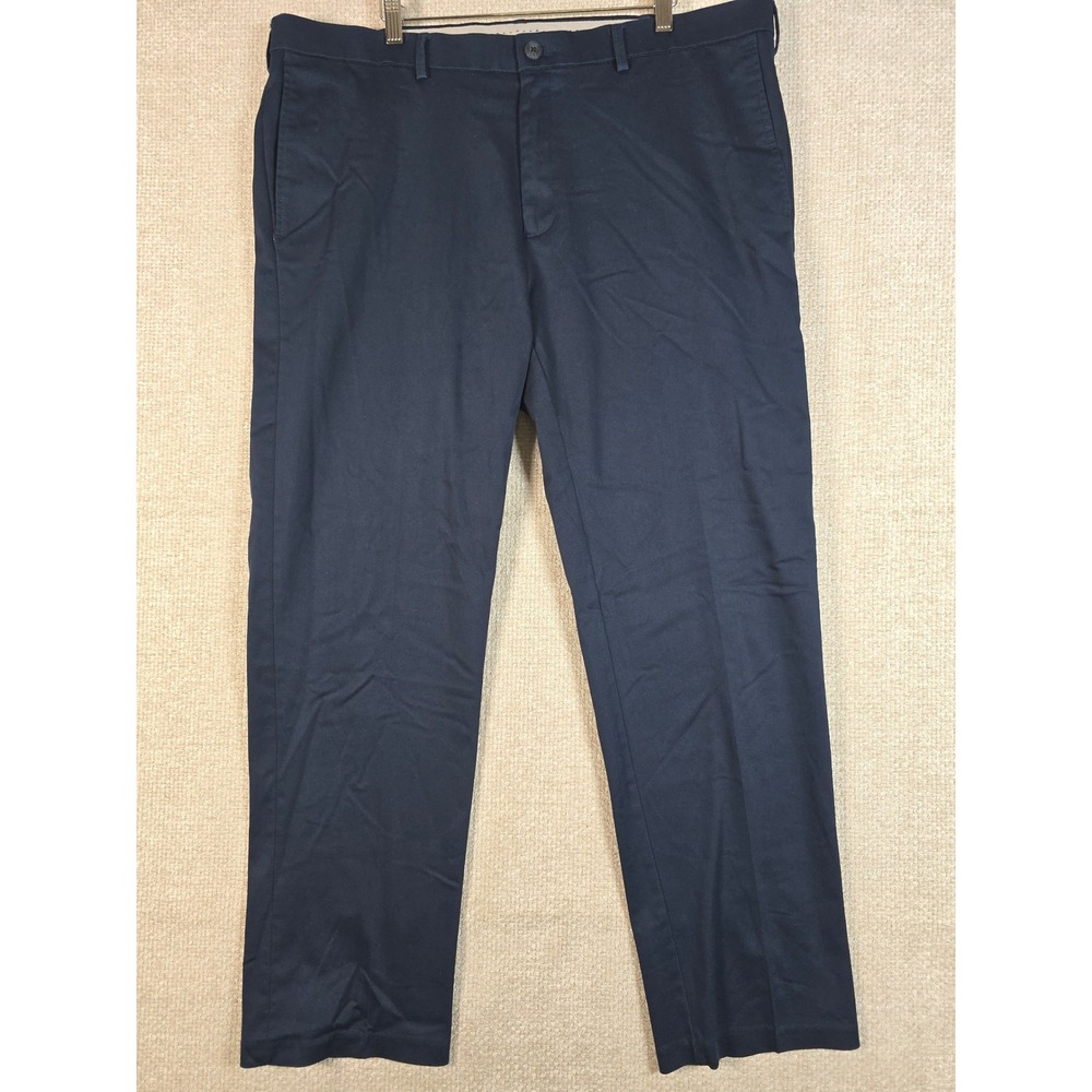 Haggar‎ Mens Iron Free Premium Khaki Pants Navy Blue Stretch Chino 40x32 (31)